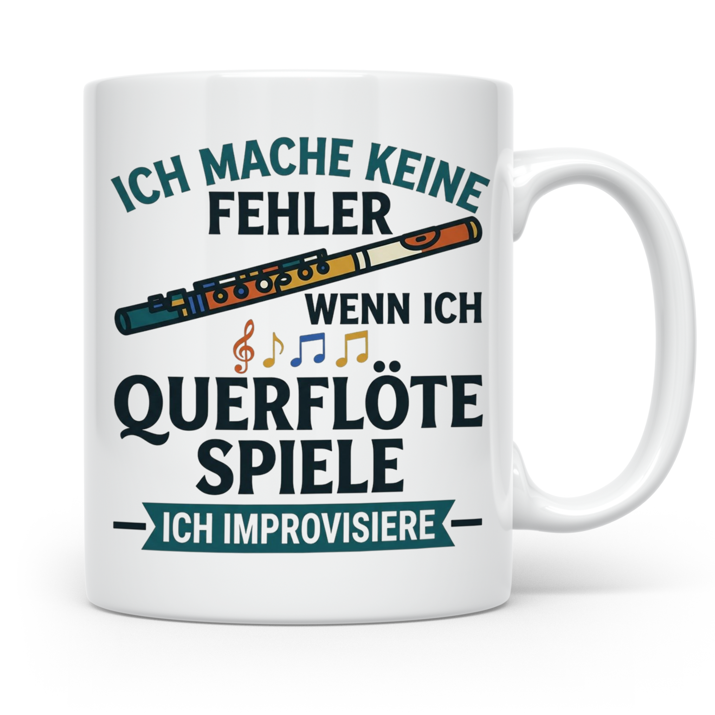 Querflöte Tasse mit Spruch Ich improvisiere | Flötist Musike – Weiß [farbe:weiß]