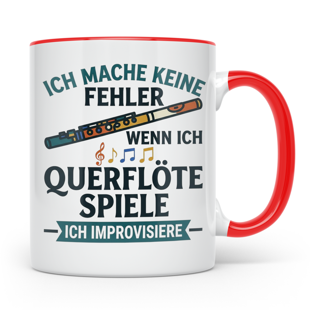 Querflöte Tasse mit Spruch Ich improvisiere | Flötist Musike – Rot [farbe:rot]