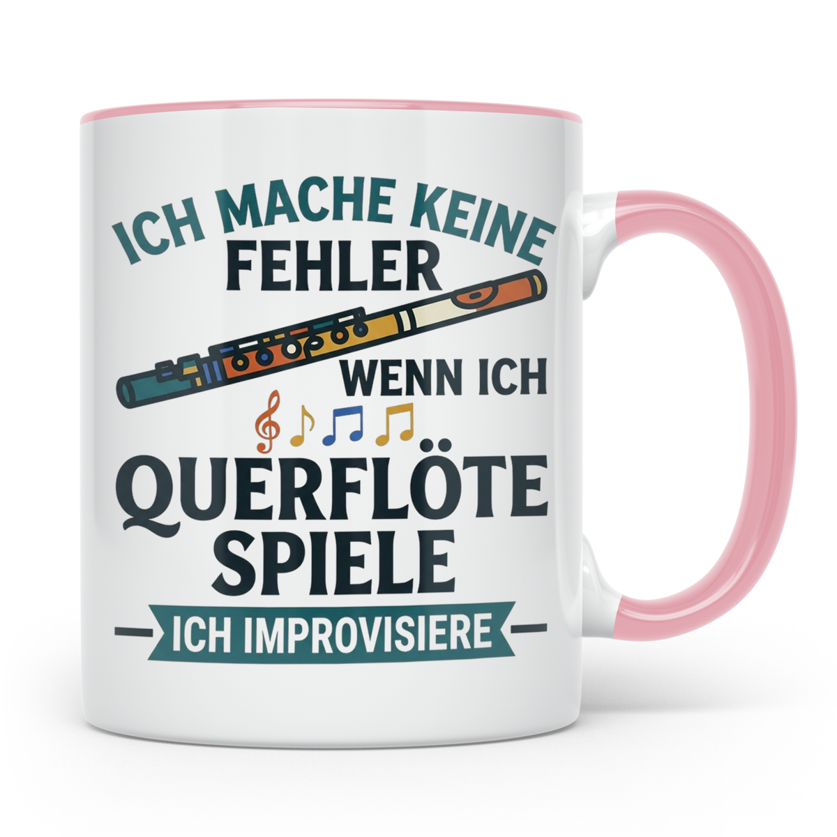 Querflöte Tasse mit Spruch Ich improvisiere | Flötist Musike – Rosa [farbe:rosa]