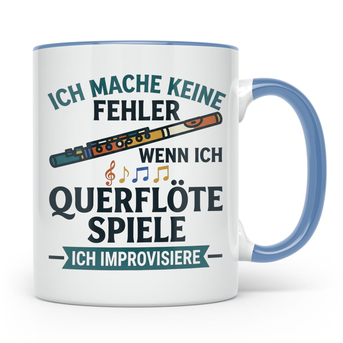 Querflöte Tasse mit Spruch Ich improvisiere | Flötist Musike – Blau [farbe:blau]