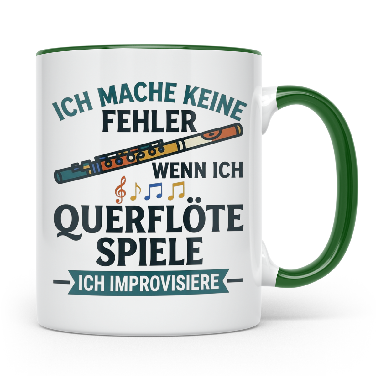 Querflöte Tasse mit Spruch Ich improvisiere | Flötist Musike – Grün [farbe:grün]