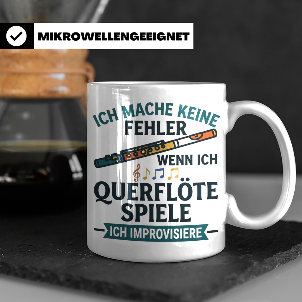 Querflöte Tasse mit Spruch Ich improvisiere | Flötist Musike – Weiß [farbe:weiß]