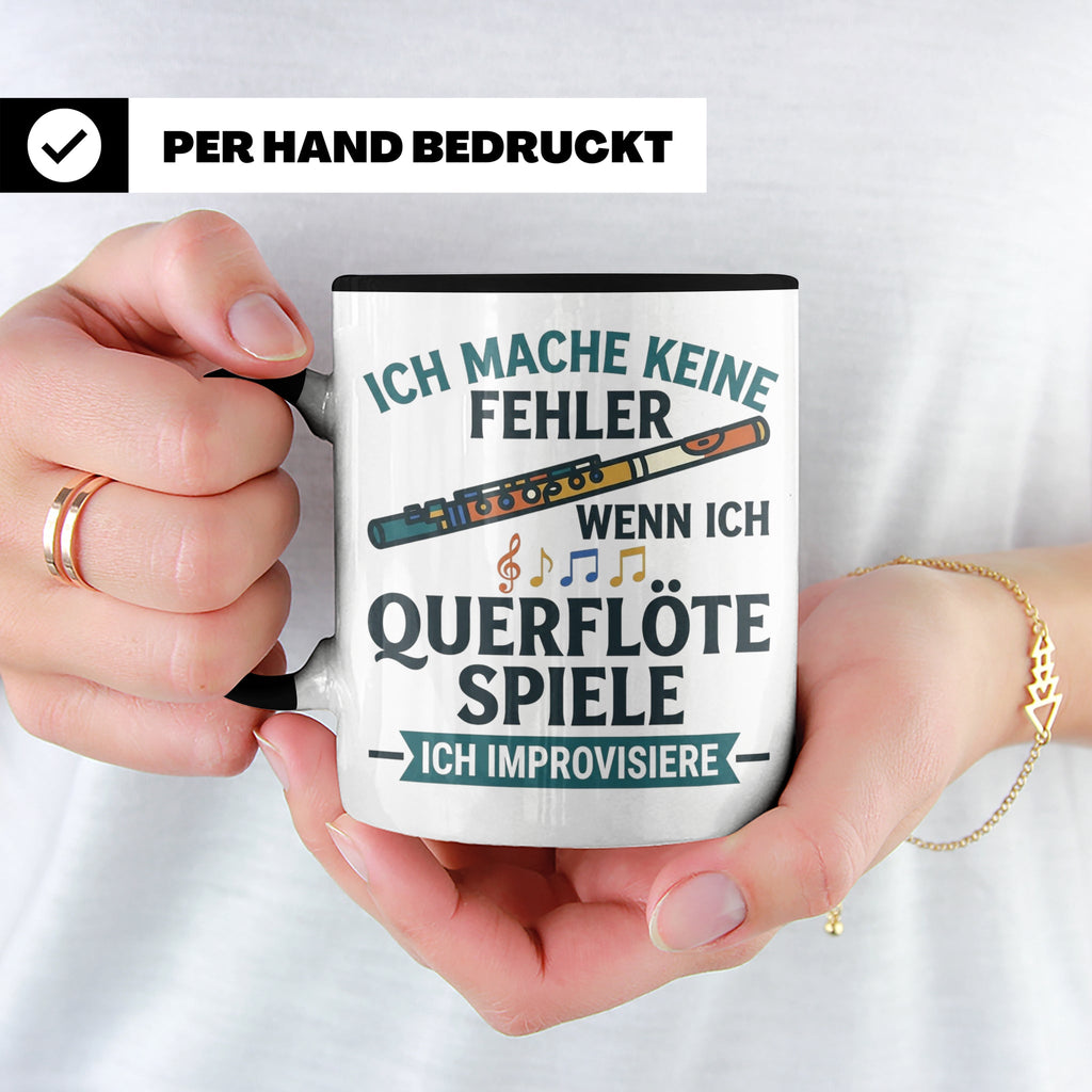 Querflöte Tasse mit Spruch Ich improvisiere | Flötist Musike – Schwarz [farbe:schwarz]