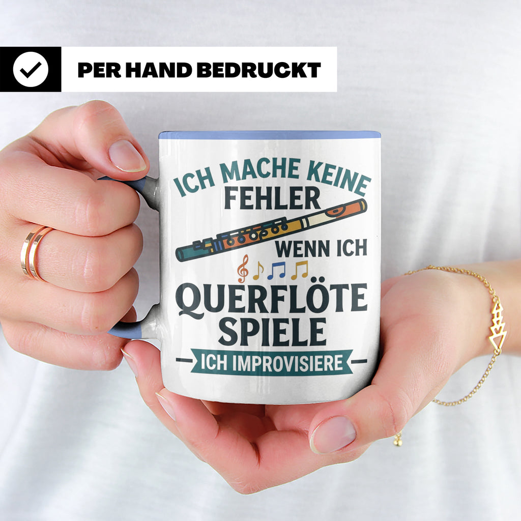 Querflöte Tasse mit Spruch Ich improvisiere | Flötist Musike – Blau [farbe:blau]