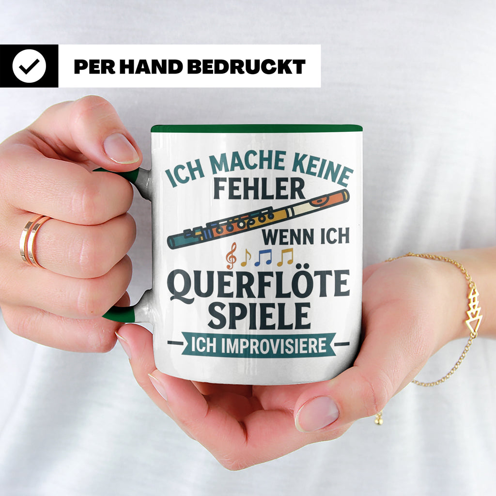 Querflöte Tasse mit Spruch Ich improvisiere | Flötist Musike – Grün [farbe:grün]