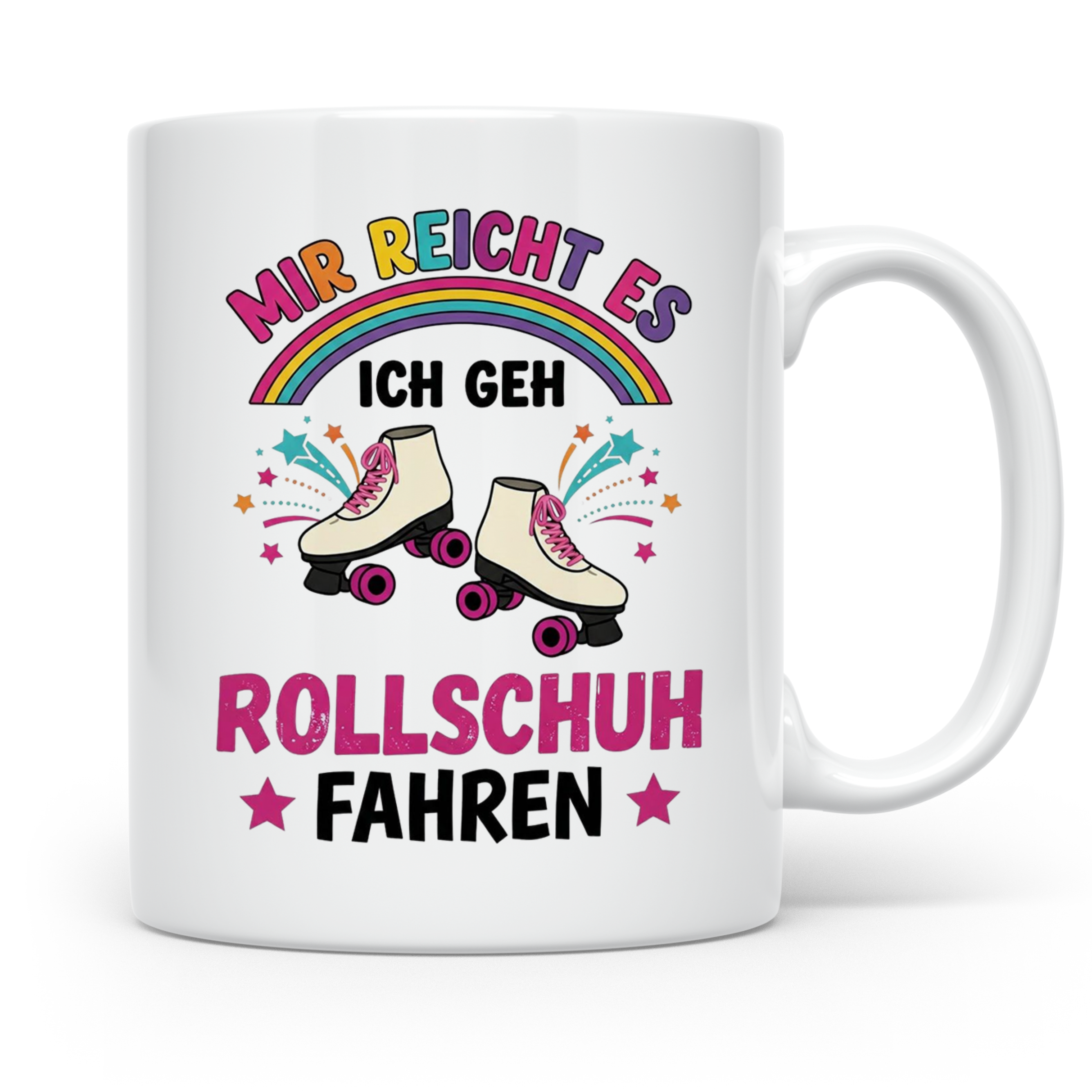 Rollschuh Tasse "Mir reicht es" | Lustiger Spruch für Skater – Weiß [farbe:weiß]