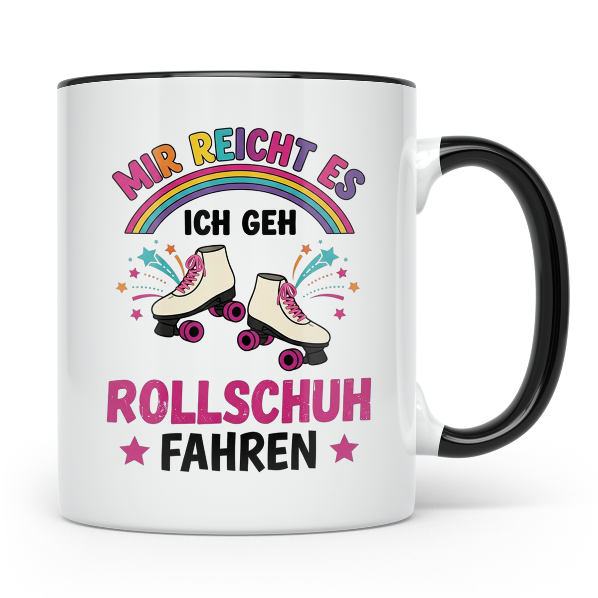 Rollschuh Tasse "Mir reicht es" | Lustiger Spruch für Skater – Schwarz [farbe:schwarz]