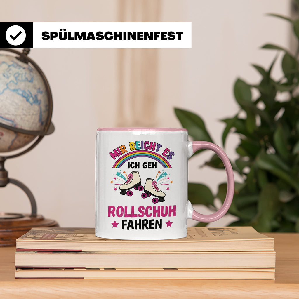 Rollschuh Tasse "Mir reicht es" | Lustiger Spruch für Skater – Rosa [farbe:rosa]