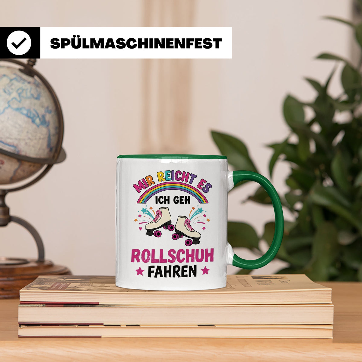 Rollschuh Tasse "Mir reicht es" | Lustiger Spruch für Skater – Grün [farbe:grün]