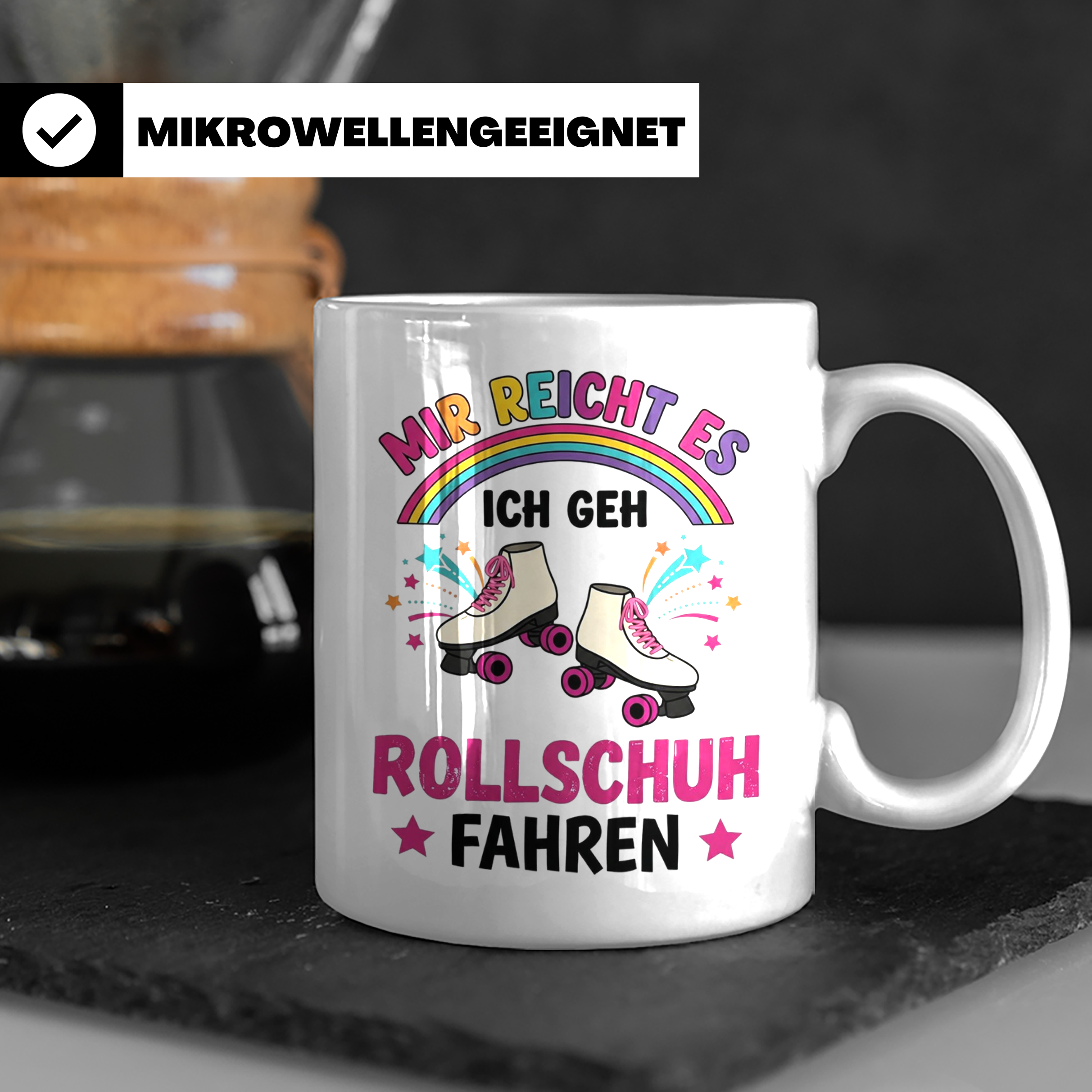 Rollschuh Tasse "Mir reicht es" | Lustiger Spruch für Skater – Weiß [farbe:weiß]