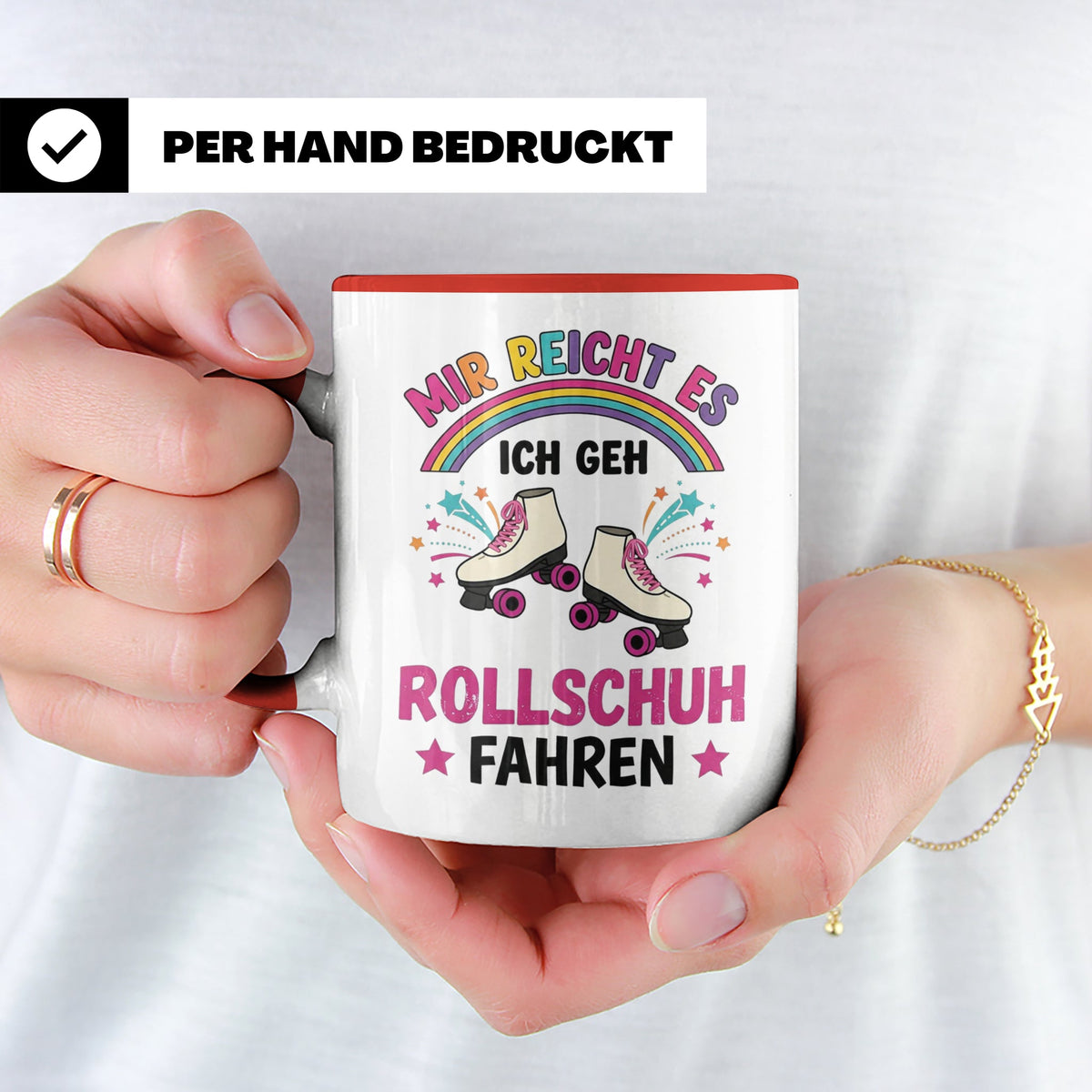 Rollschuh Tasse "Mir reicht es" | Lustiger Spruch für Skater – Rot [farbe:rot]