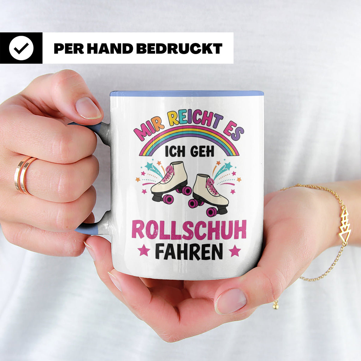Rollschuh Tasse "Mir reicht es" | Lustiger Spruch für Skater – Blau [farbe:blau]