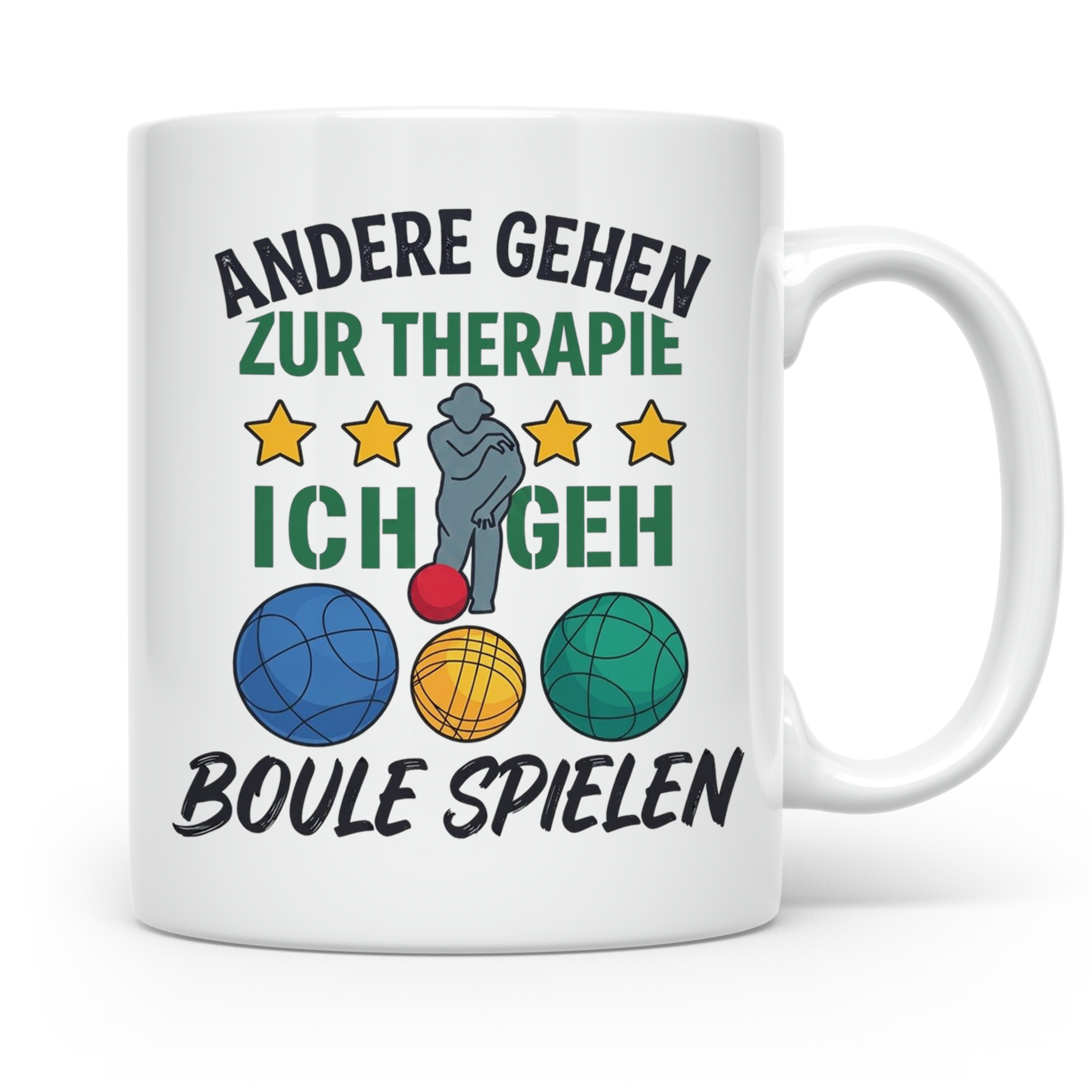Boule Tasse mit Spruch Andere gehen zur Therapie ich geh Bou – Weiß [farbe:weiß]