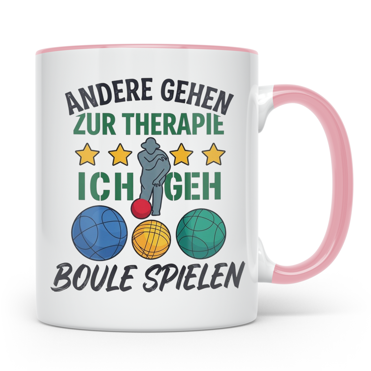 Boule Tasse mit Spruch Andere gehen zur Therapie ich geh Bou – Rosa [farbe:rosa]
