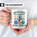 Boule Tasse mit Spruch Andere gehen zur Therapie ich geh Bou – Weiß [farbe:weiß]