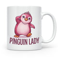 Pinguin Lady Tasse mit Krone & Perlenkette, süßer pinker Pin – Weiß [farbe:weiß]
