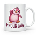 Pinguin Lady Tasse mit Krone & Perlenkette, süßer pinker Pin – Weiß [farbe:weiß]