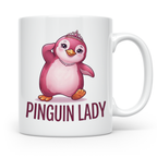 Pinguin Lady Tasse mit Krone & Perlenkette, süßer pinker Pin – Weiß [farbe:weiß]