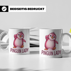 Pinguin Lady Tasse mit Krone & Perlenkette, süßer pinker Pin – Weiß [farbe:weiß]