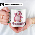 Pinguin Lady Tasse mit Krone & Perlenkette, süßer pinker Pin – Grün [farbe:grün]