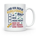 Hundetasse Rudelführer lustiger Spruch, Muss erst meinen Hun – Weiß [farbe:weiß]