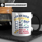 Hundetasse Rudelführer lustiger Spruch, Muss erst meinen Hun – Schwarz [farbe:schwarz]