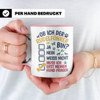 Hundetasse Rudelführer lustiger Spruch, Muss erst meinen Hun – Rosa [farbe:rosa]