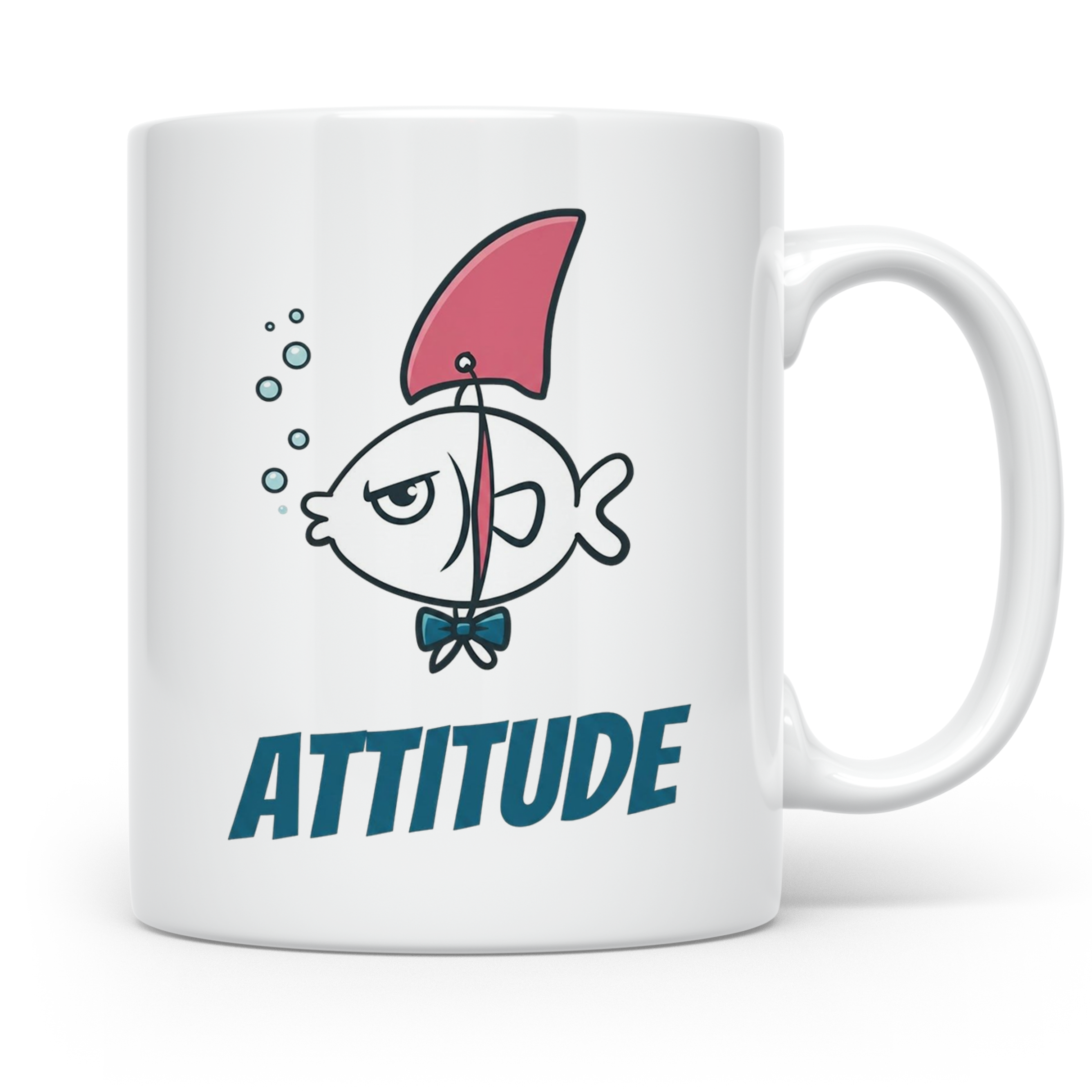 Attitude Tasse Fisch mit Haiflosse, lustiger Kaffeebecher fü – Weiß [farbe:weiß]