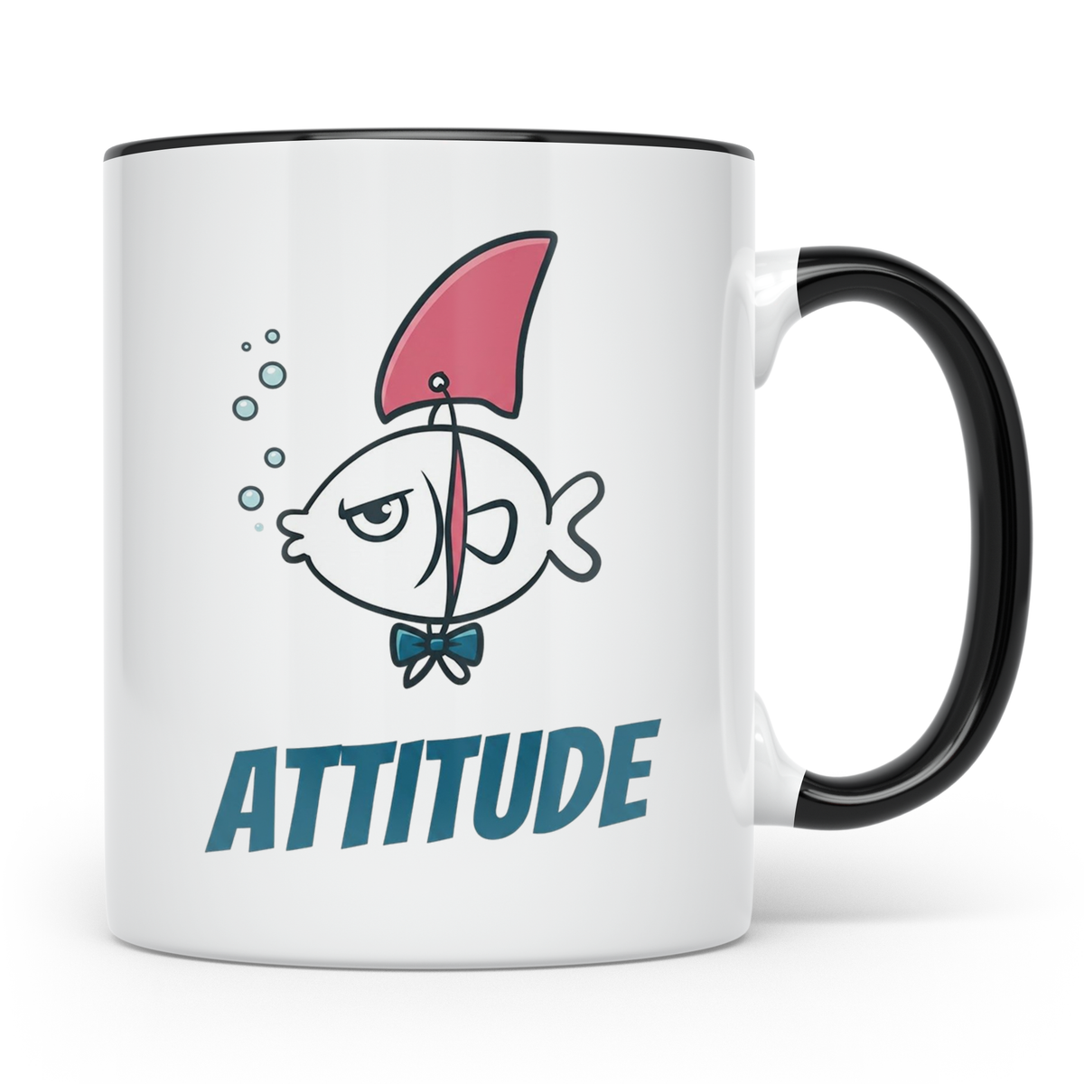 Attitude Tasse Fisch mit Haiflosse, lustiger Kaffeebecher fü – Schwarz [farbe:schwarz]