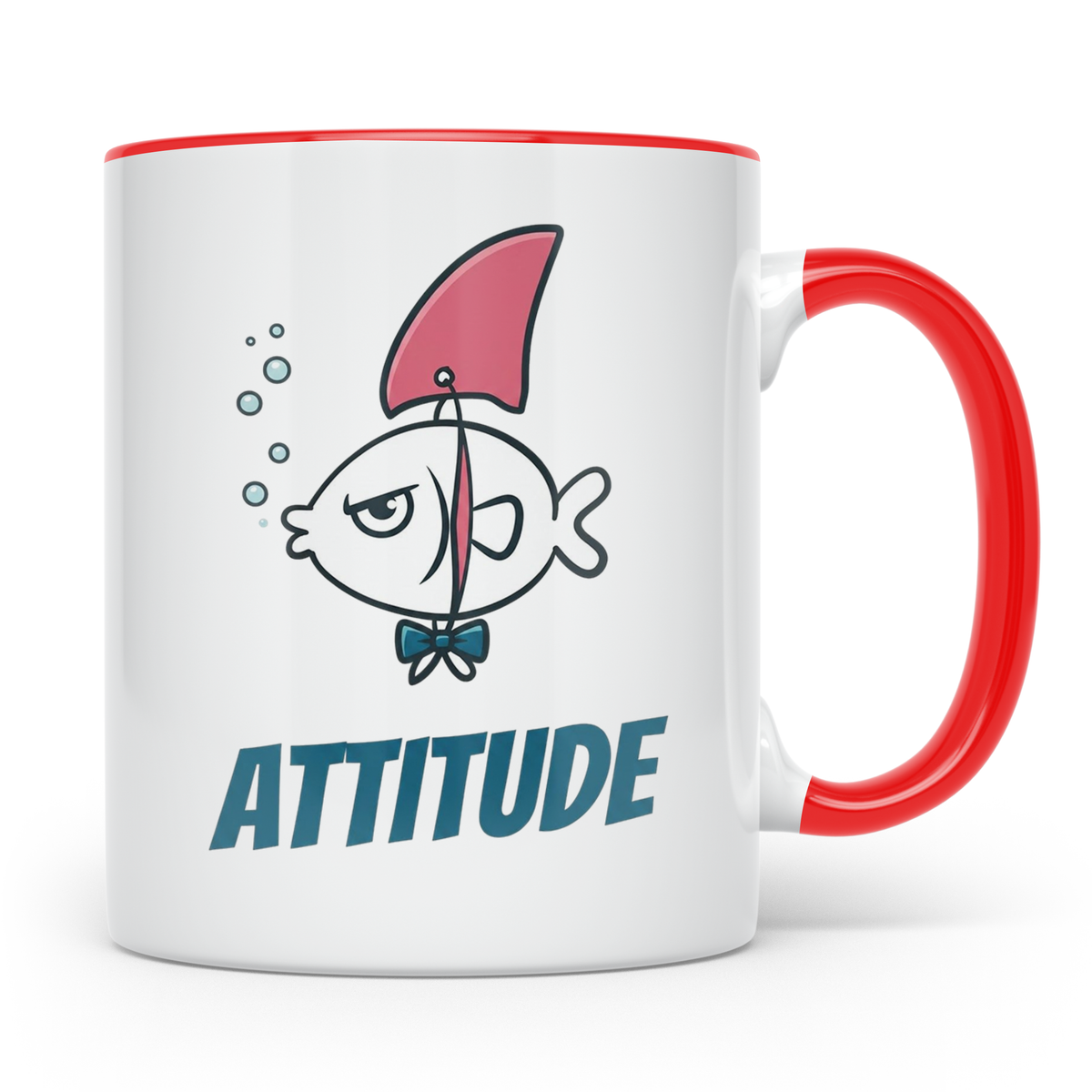 Attitude Tasse Fisch mit Haiflosse, lustiger Kaffeebecher fü – Rot [farbe:rot]
