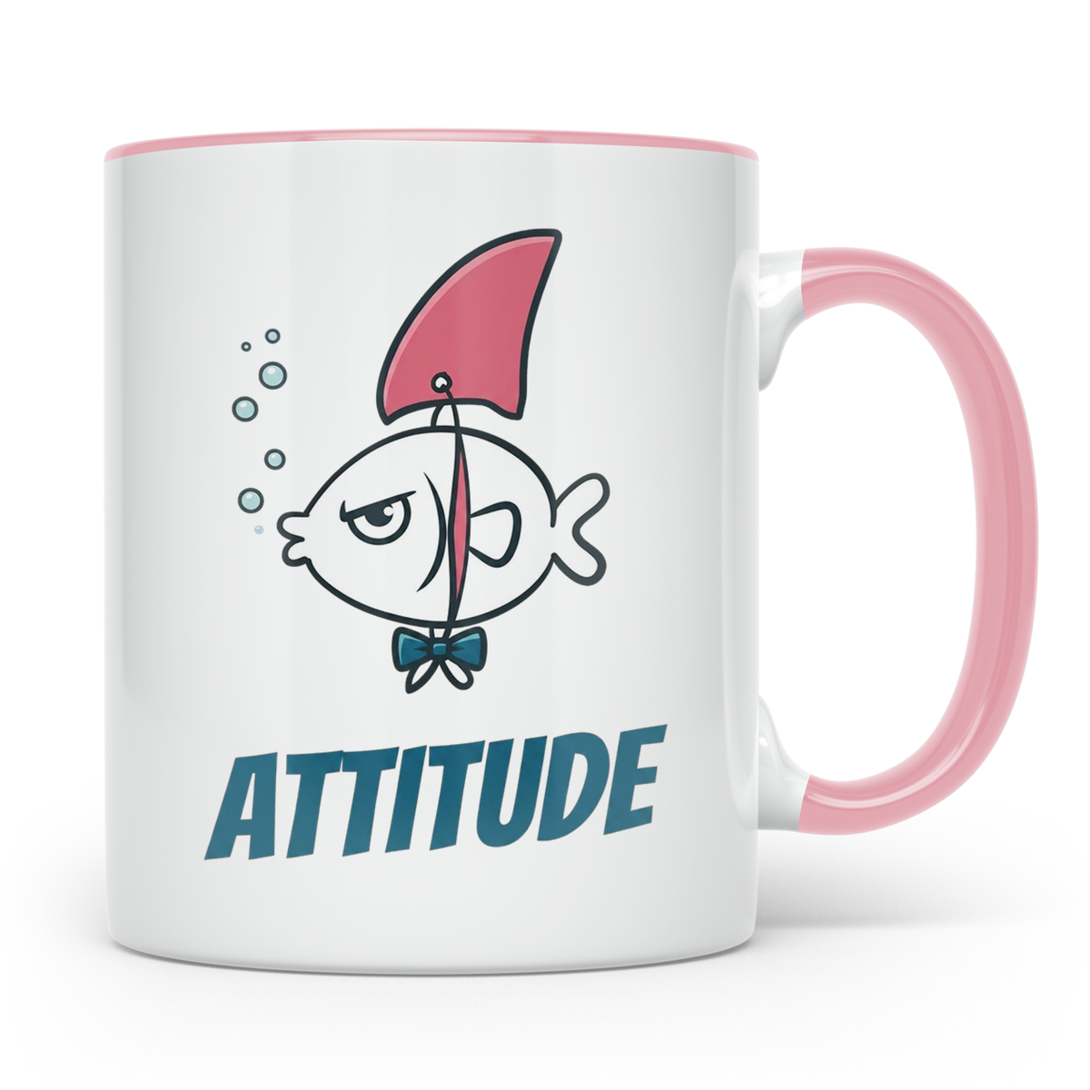 Attitude Tasse Fisch mit Haiflosse, lustiger Kaffeebecher fü – Rosa [farbe:rosa]