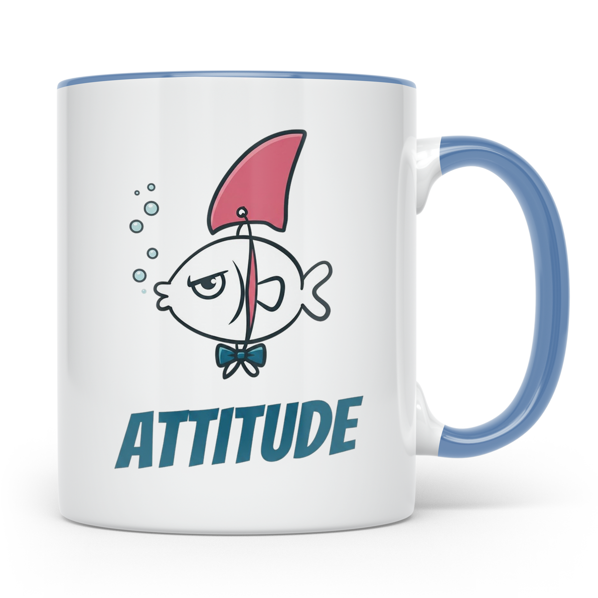 Attitude Tasse Fisch mit Haiflosse, lustiger Kaffeebecher fü – Blau [farbe:blau]