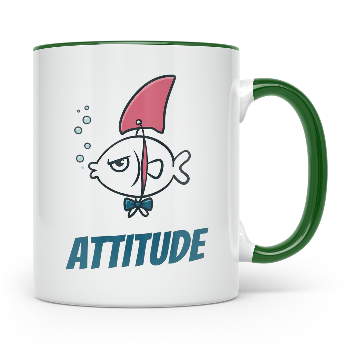 Attitude Tasse Fisch mit Haiflosse, lustiger Kaffeebecher fü – Grün [farbe:grün]