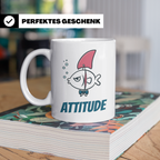 Attitude Tasse Fisch mit Haiflosse, lustiger Kaffeebecher fü – Weiß [farbe:weiß]