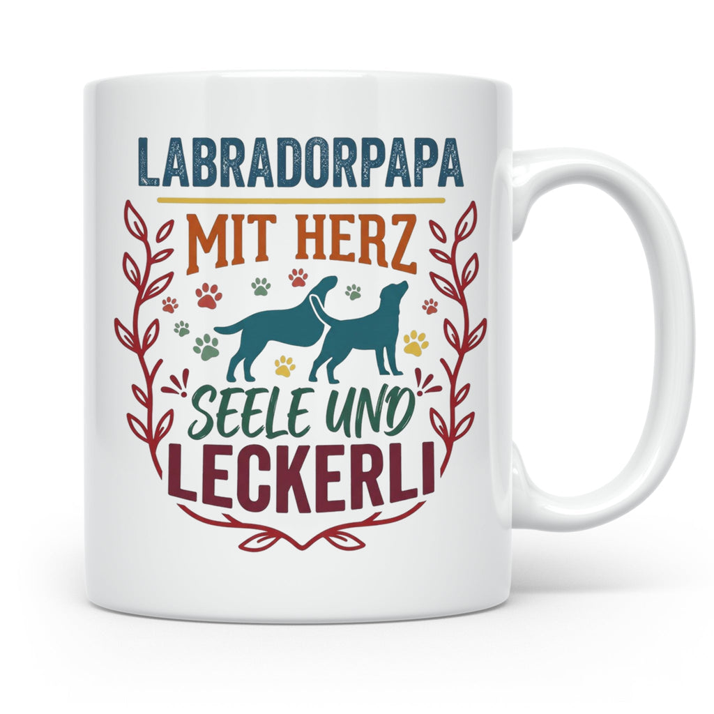 Labradorpapa Tasse mit Spruch Herz Seele Leckerli | Geschenk – Weiß [farbe:weiß]