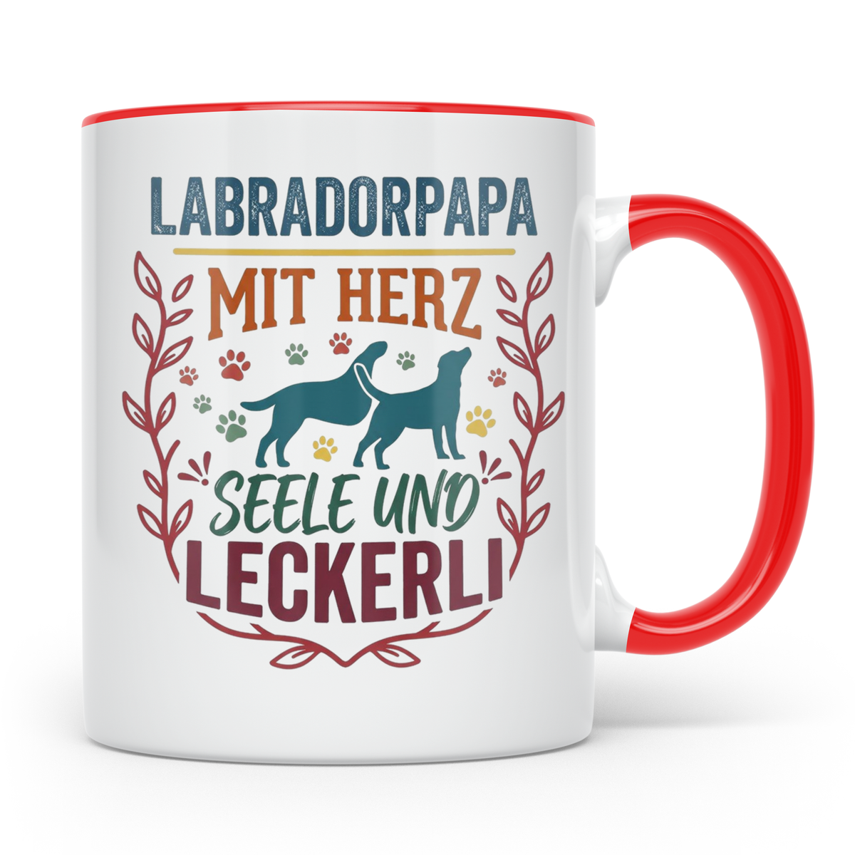 Labradorpapa Tasse mit Spruch Herz Seele Leckerli | Geschenk – Rot [farbe:rot]