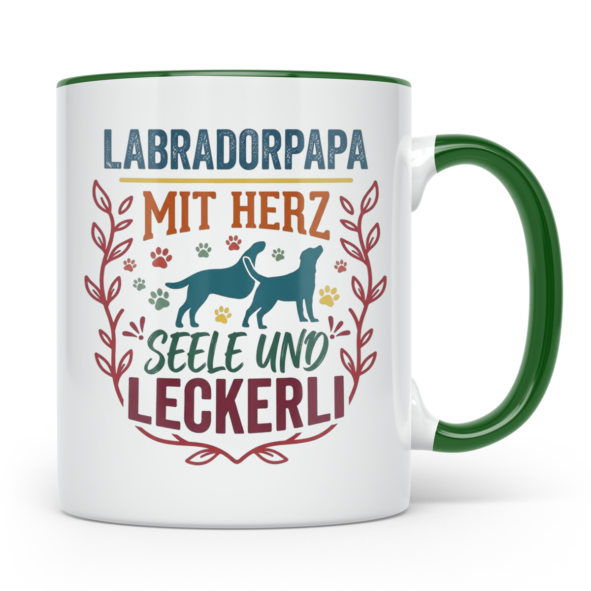 Labradorpapa Tasse mit Spruch Herz Seele Leckerli | Geschenk – Grün [farbe:grün]