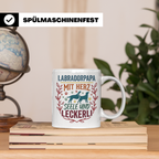 Labradorpapa Tasse mit Spruch Herz Seele Leckerli | Geschenk – Weiß [farbe:weiß]