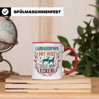 Labradorpapa Tasse mit Spruch Herz Seele Leckerli | Geschenk – Rot [farbe:rot]