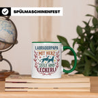 Labradorpapa Tasse mit Spruch Herz Seele Leckerli | Geschenk – Grün [farbe:grün]