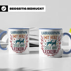 Labradorpapa Tasse mit Spruch Herz Seele Leckerli | Geschenk – Blau [farbe:blau]