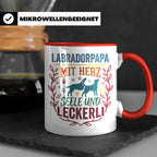 Labradorpapa Tasse mit Spruch Herz Seele Leckerli | Geschenk – Rot [farbe:rot]