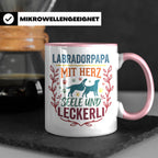 Labradorpapa Tasse mit Spruch Herz Seele Leckerli | Geschenk – Rosa [farbe:rosa]