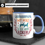Labradorpapa Tasse mit Spruch Herz Seele Leckerli | Geschenk – Blau [farbe:blau]