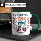 Labradorpapa Tasse mit Spruch Herz Seele Leckerli | Geschenk – Grün [farbe:grün]