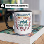 Labradorpapa Tasse mit Spruch Herz Seele Leckerli | Geschenk – Schwarz [farbe:schwarz]