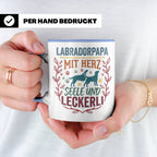 Labradorpapa Tasse mit Spruch Herz Seele Leckerli | Geschenk – Blau [farbe:blau]