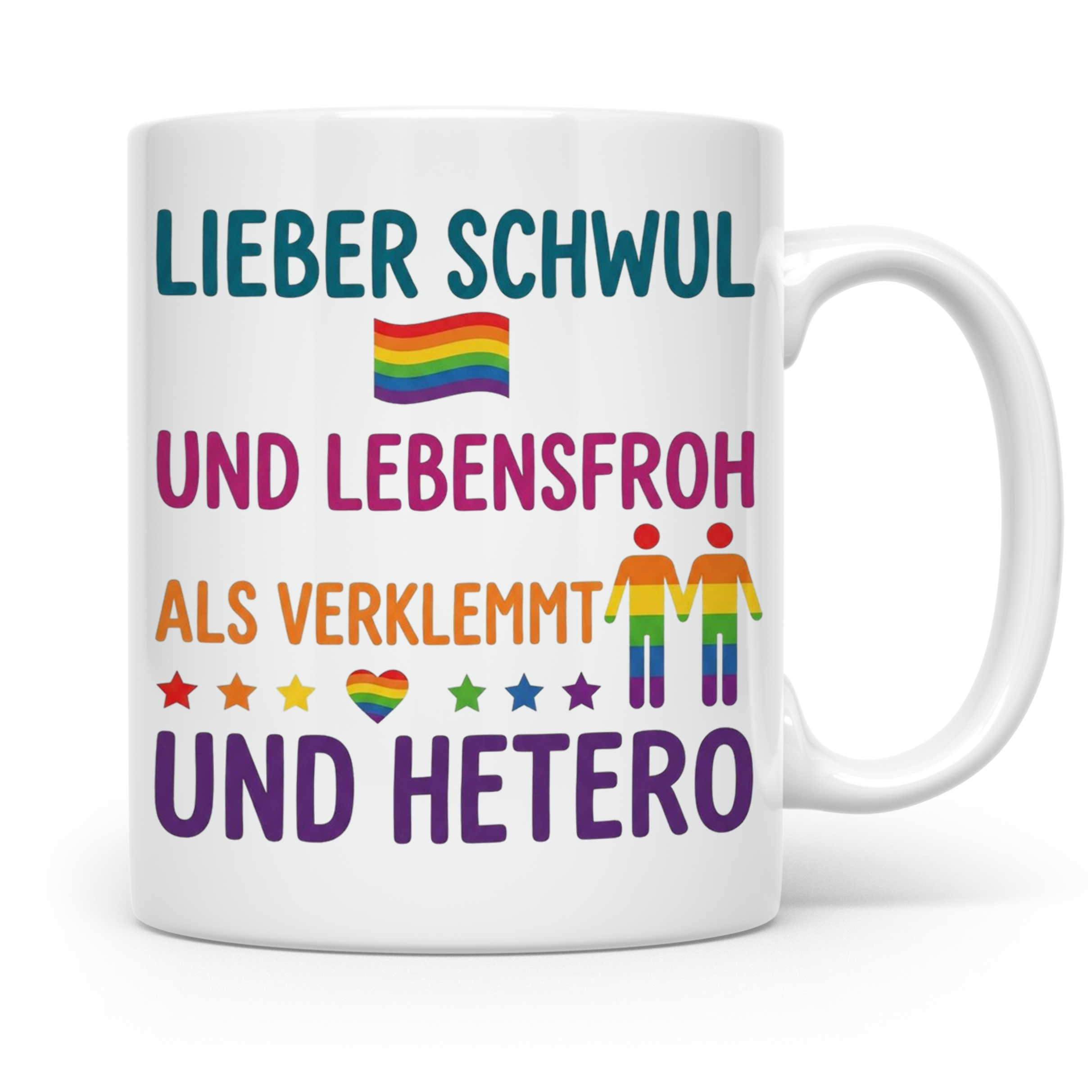 Schwul Tasse mit Spruch Lieber schwul und lebensfroh | Gay P – Weiß [farbe:weiß]
