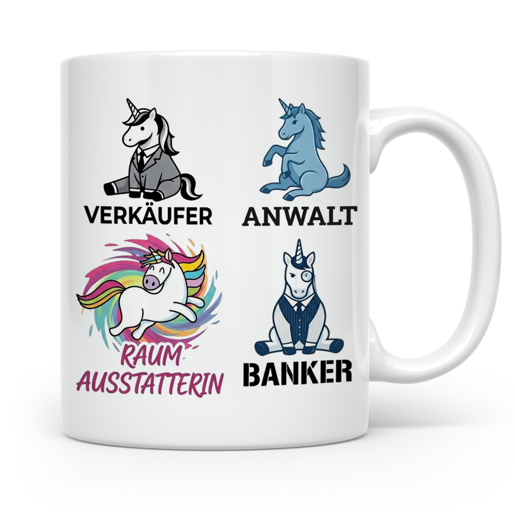Einhorn Berufe Tasse lustig | Kaffeebecher für Verkäufer, Ba – Weiß [farbe:weiß]