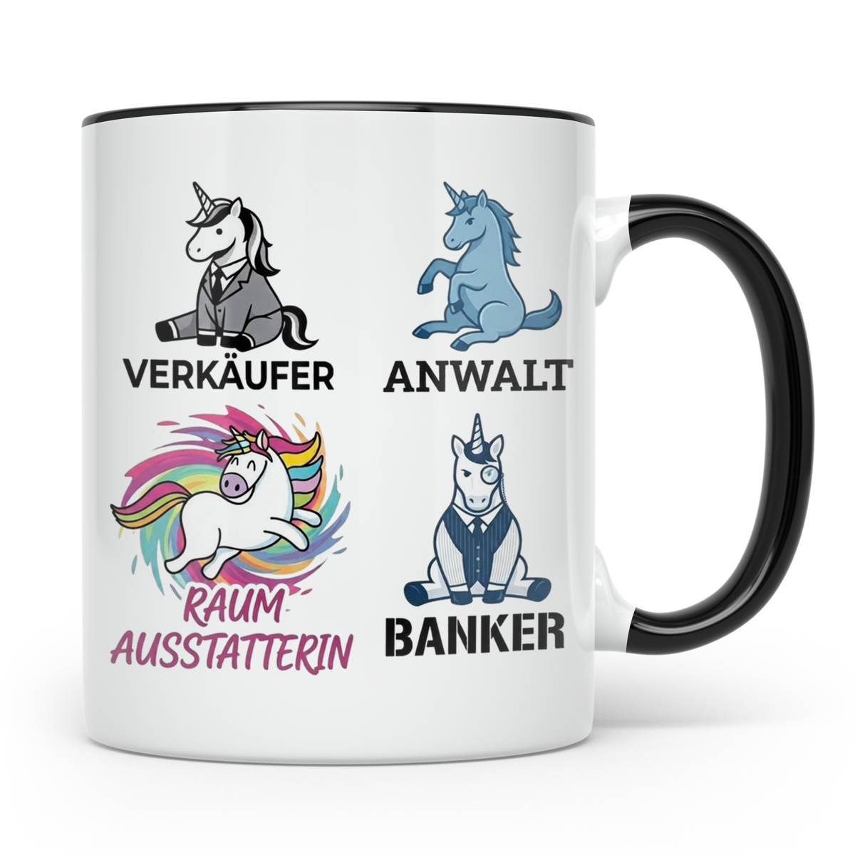 Einhorn Berufe Tasse lustig | Kaffeebecher für Verkäufer, Ba – Schwarz [farbe:schwarz]